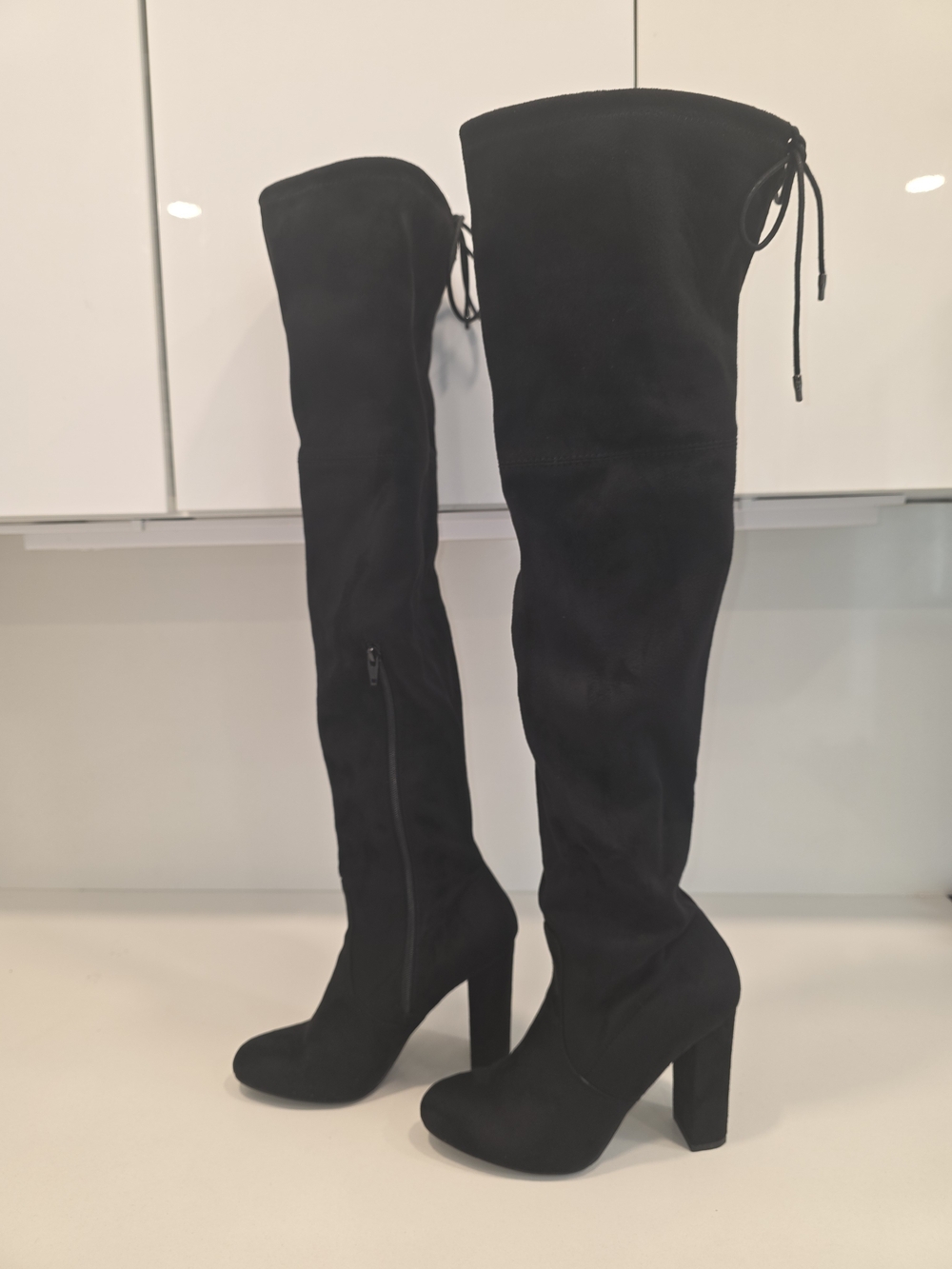 a new day Black Suede Over-The-Knee Block Heel Boots